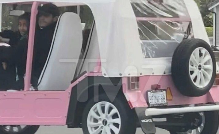 During The Joy Ride In Pink Moke Car, Pete Davidson And Northwest, 8, Appear Together In The First Photos.