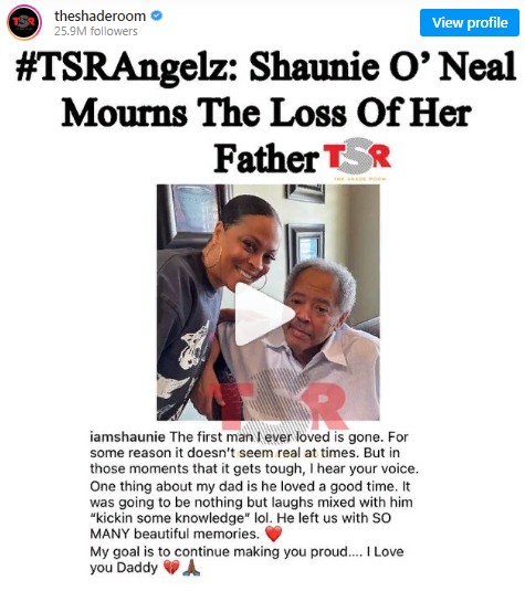 (video) Shaunie O’ Neal Mourns The Loss Of Her Father