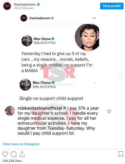 (update) Rob Kardashian Says He Pays $37k A Year For Dream’s Education & Has Her Six Days A Week In Response To Blac Chyna’s Lack Of Child Support Claims