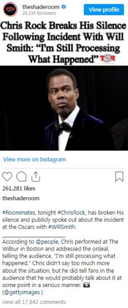 Chris Rock Is Still Processing The Terrible Incident At The Oscars Involving Will Smith
