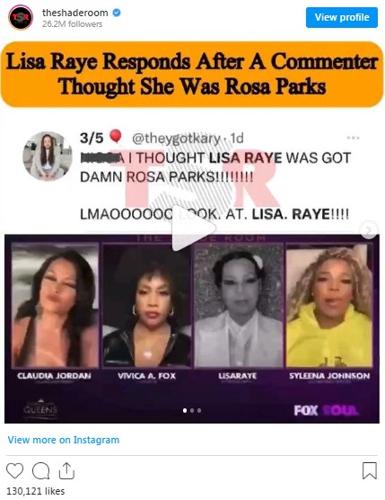 Lisaraye Responds After A Commenter Thought She Was Rosa Parks
